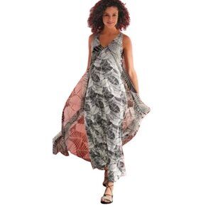 NWT Soft Surroundings Women's 1X Miami Beach Maxi Dress Black/White